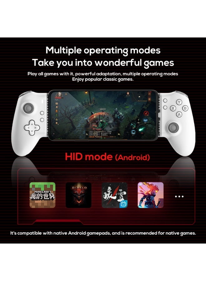 Memo Classic Stretching Gamepad MEMO S3 Bluetooth Mobile Gaming Controller Stretching 276mm for iOS 15/Android, HID Mode (Android), Plug & Play, Wired or Wireless Connection with Hall Linear Trigger/3D Trigger, 1000Hz Adjustable Return Rate, Multiple Vibration, Conductive Adhesive Buttons, One Click Shooting, Record Macro - Image 4